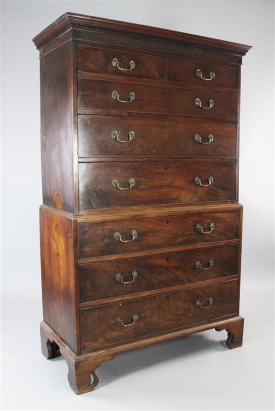 A George III mahogany chest on chest, W.3ft 7.5in.